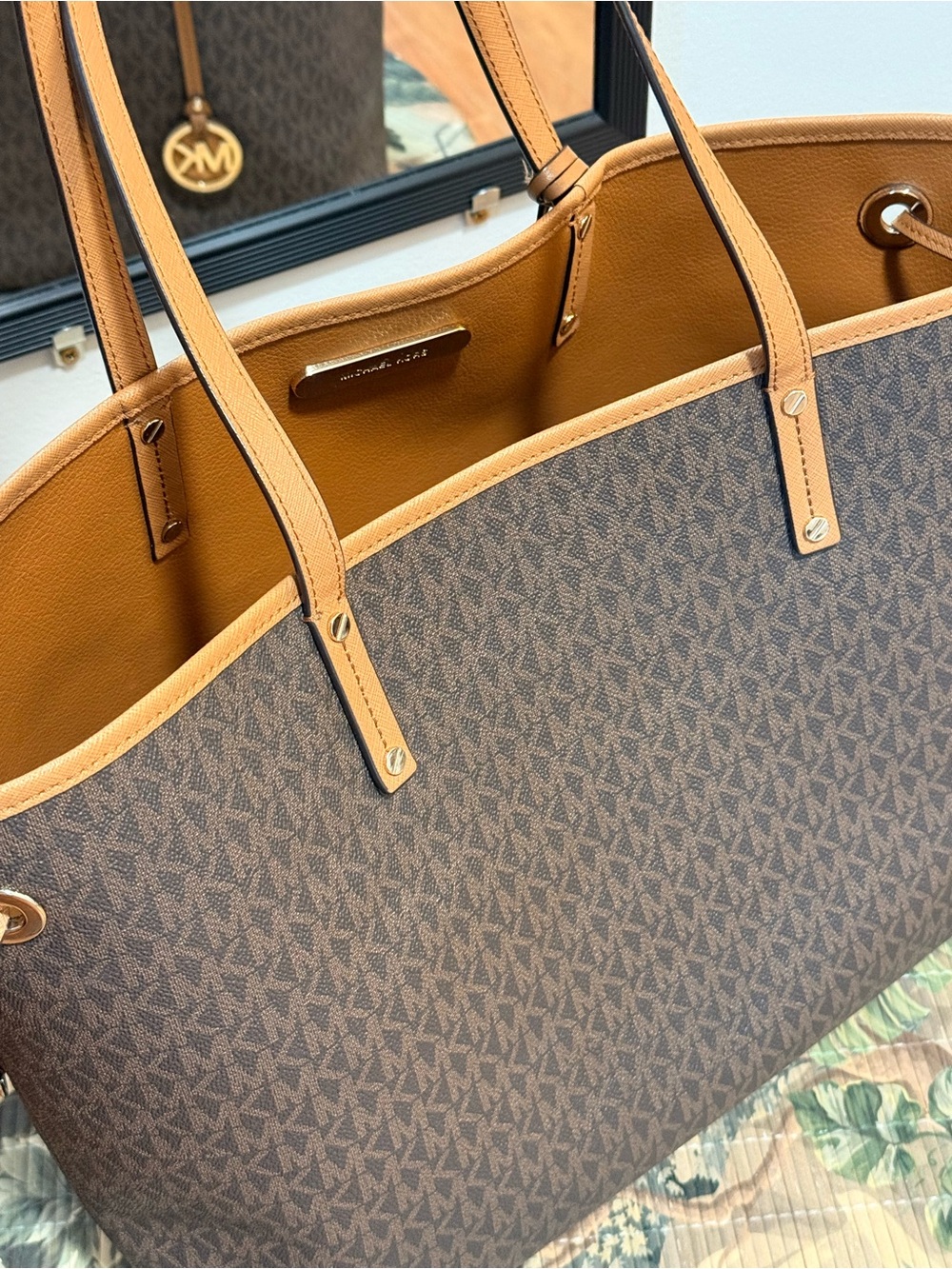Michael Kors Brown and Tan Logo Tote - Picture 3 of 4
